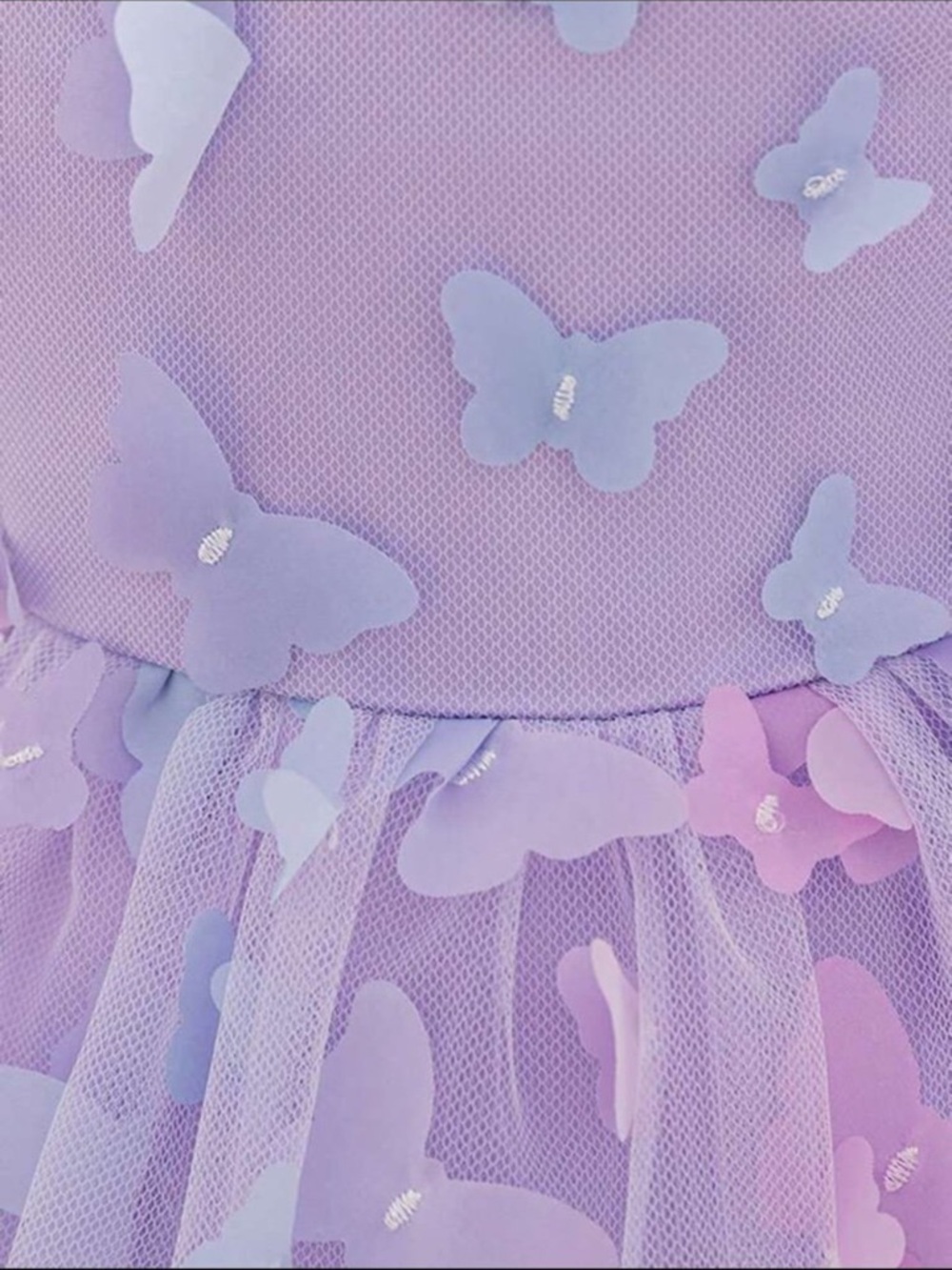 Pastel Purple Butterfly Tulle Dress 3D fluffy dress - Picture 4 of 5
